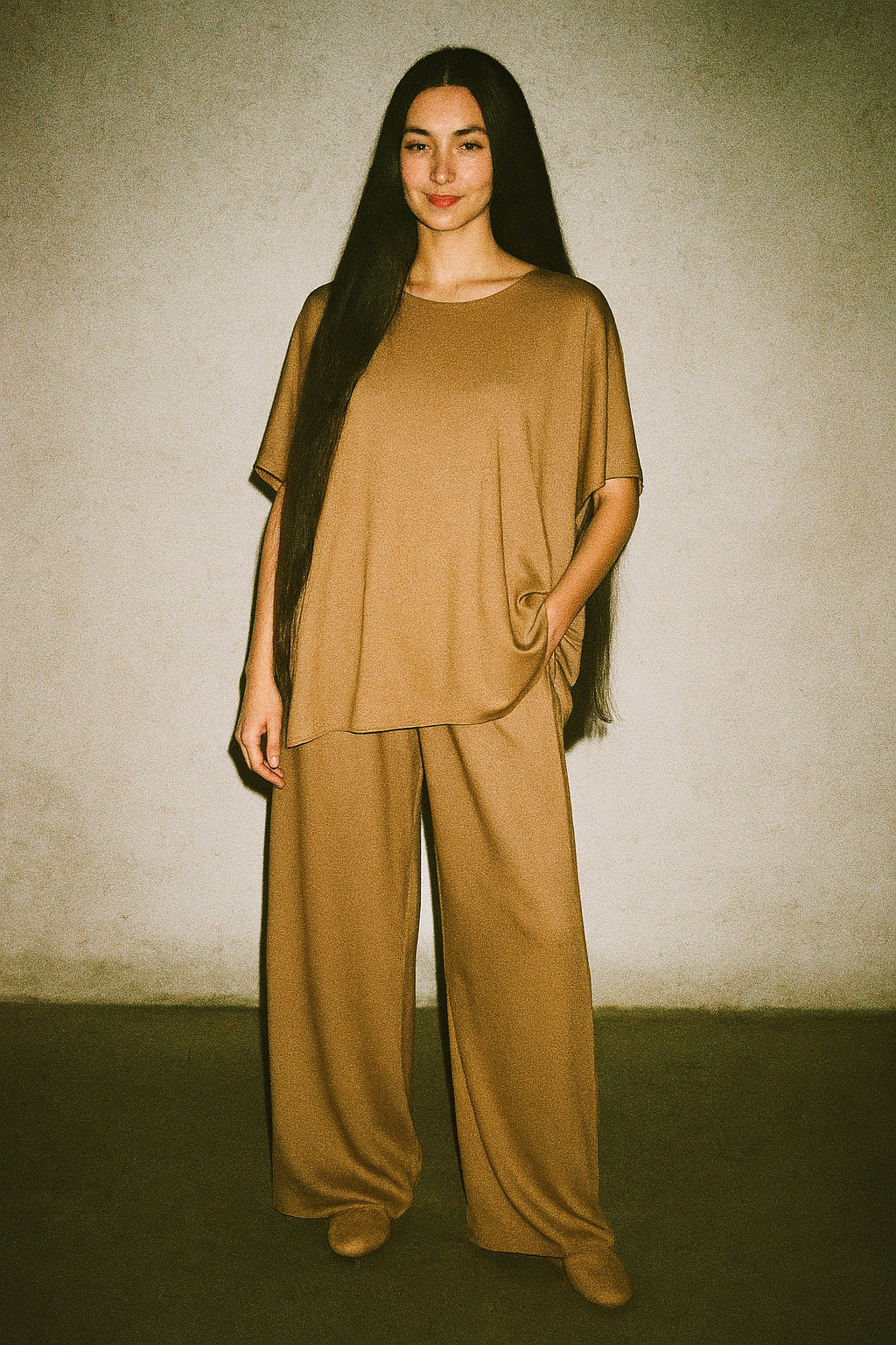 Kadın Oversize Camel Renkli Alt Üst Eşofman Takımı